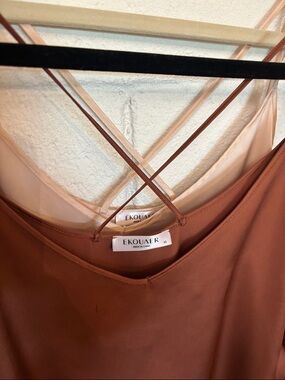 TWO Ekouaer Rust Brown Satin Slip TANK TOPS